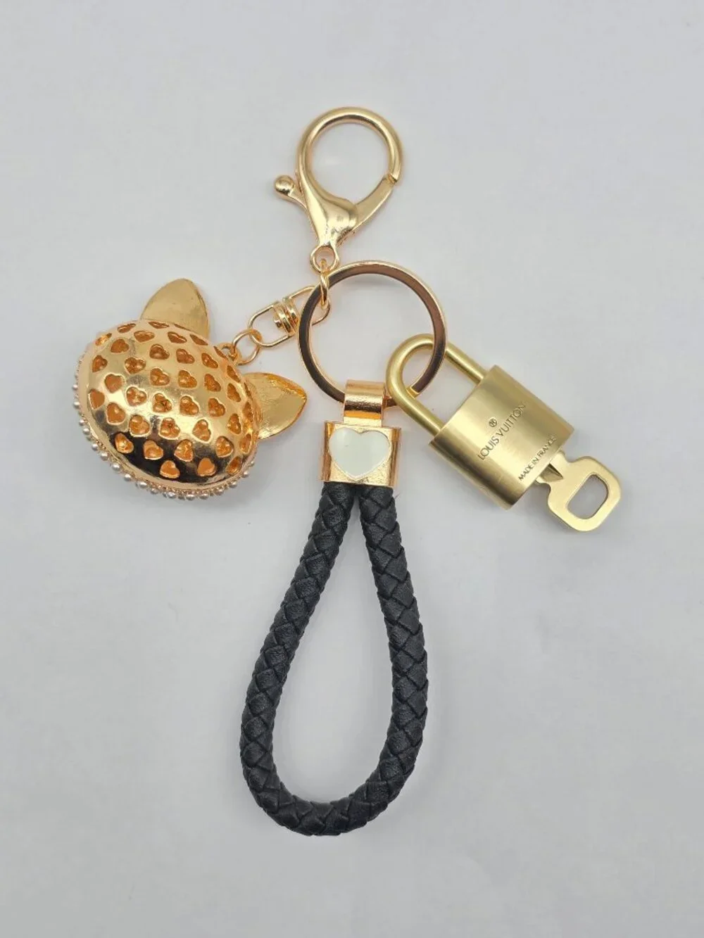 Louis Vuitton Gold Lock 🔒 Authentic LV Key + Unbranded Bunny Head Bag Charm